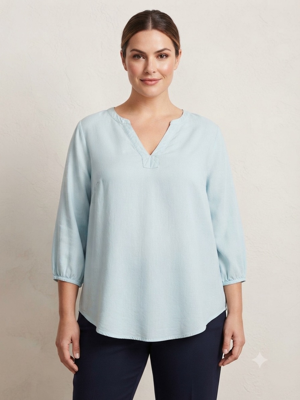 Torrid Light Blue V-Neck Blouse - Size 1